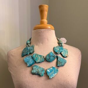 Turquoise Hematite Jasper Statement Necklace